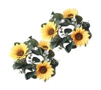 HAMPPLIES 2pièces Anneau De Bougie Eucalyptus Artificiel Décoration Printanière pour Bougies avec Tournesol Et Eucalyptus Style Américain pour Intérieur Et Extérieur