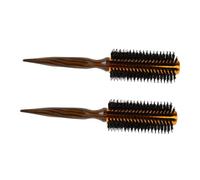 HAMPPLIES 2pièces Brosse Ronde Thermique Poils de Sanglier avec Manche Bois pour Cheveux Courts et Coiffure de Barbe Lot de Brosses de Brushing et Bouclage