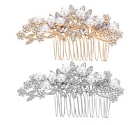 HAMPPLIES 2pièces Peigne de Cheveux pour Mariée Épingle Latérale Vintage avec Perles Artificielles et Strass Accessoire de Coiffure Fait Main pour Mariage et Demoiselles Honneur
