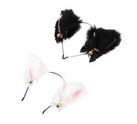 HAMPPLIES 2pièces Serre-tête Avec Oreilles De Chat Peluche Accessoire De Coiffure Créatif Pour Déguisement De Fête Lot De Noir Et Blanc