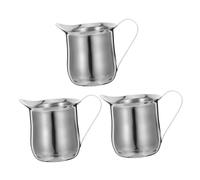 HAMPPLIES 3 pièces Pichet Mousse Lait Inox Résistant Chaleur pour Cappuccino Latte Art Set de Pichets Compacts Acier Inoxydable pour Café à Domicile et Bureau
