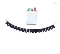 HAMPPLIES 32 Pièces Banderole Papier Effaçable avec Craies Guirlande de Fanions DIY Forme de Queue Daronde pour Décoration de Fête Anniversaire et Mariage