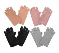 HAMPPLIES 4 paires Gants Manucure Anti-uv Demi-doigts Femme Spandex Confortables et Durables Protection Solaire pour Ongles Lot de Beige Gris Noir