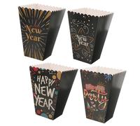 HAMPPLIES 4 Pièces Boîtes à Popcorn Papier Boîte Écologique pour Fête de l'An pour Snacks Bonbons et Biscuits Emballage pour Anniversaires et Événements