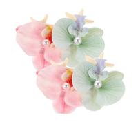 HAMPPLIES 4 pièces Flower Hair Clips With Faux Pearl And Sea Star Ocean Inspired Floral Hair Pins For Women Bohemian Beach Vacation Accessories