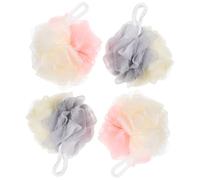 HAMPPLIES 4 pièces Lot de Éponges pour Bain Exfoliantes Maille Nettoyage de Peau et Massage Corporel Grandes Éponges Anti-rayures Mélangées