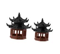 HAMPPLIES 4 Pièces Mini Pavilion Statues Set Plastic Ornamental Pavilion Decor for Aquarium Landscaping Garden Bonsai Fish Tank Decoration