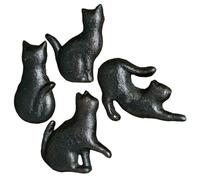 HAMPPLIES 4 pièces Poignée de Tiroir Fer Noir Chat Remplacement Poignée Meuble Créative Vintage Facile à Installer pour Commode Armoire