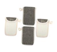 HAMPPLIES 4 pièces Sac à Savon Exfoliant Lin Noir avec Corde Pochette Réutilisable Lavable pour Bain et Gommage Sac Mousseur pour Savon Solide Rangement Pratique