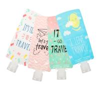 HAMPPLIES 4 pièces Sac de Voyage pour Produits Cosmétiques Sacs de Rangement Étanches Distributeurs de Lotion Pratiques et pour Shampoing et Gel Rose Blanc Bleu Vert Étoilé