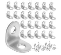 HAMPPLIES 40 Ensembles Équerres Angle Inox avec Vis Supports de Fixation Robustes pour Équerres de Renfort Résistantes et Durables pour Meubles et Étagères