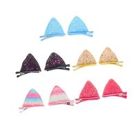 HAMPPLIES 5 Kitten Ear Hair Clips Set Sparkling Sequin Cat Accessories Lightweight For Women Halloween Christmas Cosplay Party