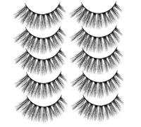 HAMPPLIES 5 paires Faux Cils Épais Noirs Extensions Légères et Courbées pour Maquillage Féminin Volume Européen et Américain Regard Intense et Séduisant