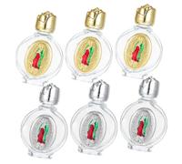 HAMPPLIES 6 pièces Bouteilles Verre Catholiques Flacons Eau Bénite Embossés Bouteilles Portables pour Communion Alliage et Cristal Décorations de Cérémonie pour Église Mariage Baptême et
