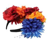 HAMPPLIES Bandeau à Fleurs Colorées Roses Artificielles en Tissu Serrage-Tête Fleuri Multicolore pour Fête et Décoration Cheveux Femme Accessoire Coiffure Tropical et Mexicain