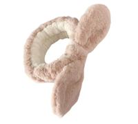 HAMPPLIES Bandeau Cheveux Réutilisable Fourrure Lapin Bandeau Maquillage Élastique Doux pour Visage et Spa Accessoire Antidérapant pour Soins et Lavage Visage Couleur Camel