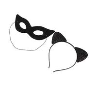 HAMPPLIES Bandeau Oreilles de Chat Confortable et Masque Œil pour Fête Costume Cosplay Carnaval Femme Tenue et Ajustée pour Festivals et Soirées