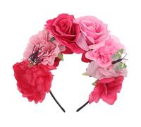 HAMPPLIES Bandeau Vintage avec Fleurs Simulées pour Halloween Coiffure Mexicaine Rétro pour Fête Dia de Accessoire et Élégant pour Costumées