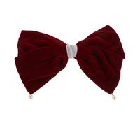 HAMPPLIES Barrette Cheveux Grand Nœud Velours avec Perles Pince Requin Solide Accessoire Coiffure Élégant pour Mariage et Usage Quotidien