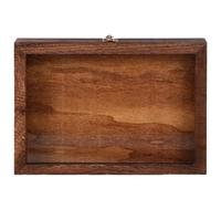 HAMPPLIES Boîte à Bijoux en Bois Naturel Vitre en Verre et Couvercle Rabattable 31 X 22 X 4 CM Coffret Créatif pour Porte-Échantillons Socle Stable Anti-Renversement