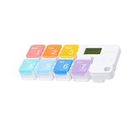 HAMPPLIES Boîte à Remède Compacte 7 Compartiments Semainier Électronique Minuterie Rappel Portable pour Remède Quotidiens Usage Voyage Personnes Âgées