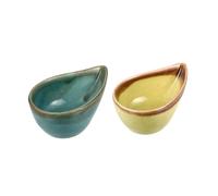 HAMPPLIES Bol En Céramique Glacé 2 Pièces Vert Et Bleu, Bol Décoratif Pour Huiles Essentielles Et Arômes, Résistant à La Casse, Pour Maison, Bureau Et Spa, Plateau Aromatique Polyvalent