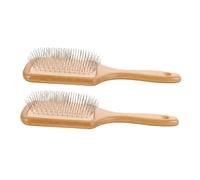 HAMPPLIES Brosse à Cheveux Massante Acier Inoxydable Lot De 2 Beige Carré Peigne Lissant Femme Usage Quotidien Maison Bureau Voyage