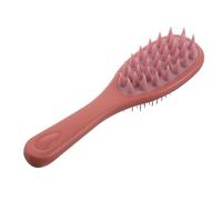 HAMPPLIES Brosse à Shampoing Double Face en Silicone Rouge Manche Long Ergonomique, Outil de Massage du Cuir Chevelu et Peigne Exfoliant, Accessoire Multifonction Soin Capillaire