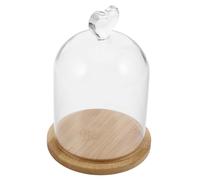 HAMPPLIES Cloche Verre Transparent avec Base pour Fleurs Préservées Et Bougies Parfumées Design Romantique avec Poignée Forme De Cœur pour Décoration Intérieur
