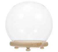 HAMPPLIES Cloche Verre Transparente avec Socle Bois Vitrine Décorative Micro Paysage Lumineuse pour Fleurs Éternelles et Plantes Artificielles Protection Anti-poussière pour Décoration