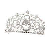 HAMPPLIES Couronne de Princesse Argentée pour Mariage Diadème Cristal Brillant Accessoire Tête Élégant pour Mariée Fête et Photographie