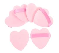 HAMPPLIES Coussinets de Maquillage Multifonctionnels de Cœur Rose, Doux Peau Lot de 6 en Mousse et Flocage, pour Poudre Visage et Fond de Teint