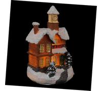 HAMPPLIES Décoration Maison Résine Lumineuse Noël Ornement Résine pour Festive Miniature Style Villa Éclatante pour Intérieur Bar Restaurant Ambiance Fête