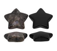 HAMPPLIES Ensemble de 4 Étoiles en Cristal Poli 30 Mm en Obsidienne Noire Naturelle, Pierres Précieuses Décoratives pour Intérieur, Ornement Porte-Pierre et Décoration Maison