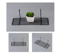 HAMPPLIES Étagère à Panneaux Grillagés Noire, Support De Panier en Fil Métallique, Étagère Droite Empilable, Organiseur Mural Cuisine Et Salle De Bain, Rangement Suspendu Pratique