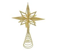 HAMPPLIES Étoile De Sapin De Noël Dorée Fer Décoration Originale pour Sommet De Sapin Facile à Installer Ambiance Festive Lumineuse