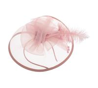 HAMPPLIES Fascinator Plume Élégant pour Femmes Bandeau et Confortable avec Perles Accessoire Polyvalent pour Tea Party Mariage et Événements Raffinés Couleur Nude Rose