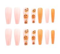 HAMPPLIES Faux Ongles D’Halloween Longs en ABS Ultra-Fins et Résistants Boîte de 24 Pièces Manucure Décorative à Coller pour Femmes Nail Art Détachable et Léger Usage Salon ou Maison