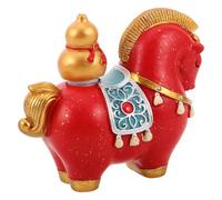 HAMPPLIES Figurine Décorative de Cheval en Résine Rouge, Petite Statue Chinoise pour Décoration Intérieure, Ornement de Nouvel an Chinois Salon Bureau, Sculpture Murale Festive