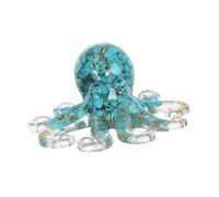 HAMPPLIES Figurine Pieuvre en Cristal Naturel Vert Turquoise Éclats D’Or, Sculpture Décorative Marine 3D, Ornement D’Aquarium et Décoration Intérieure, Présent Unique pour Bureau et Maison
