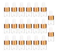 HAMPPLIES Flacons Compte-gouttes et Bouchon en Aluminium Anodisé 1ml Rechargeables Lot de 100 en Verre Pipette en Caoutchouc Bouteilles Portables pour Huiles Essentielles en Voyage