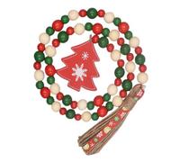 HAMPPLIES Guirlande de Perles avec Pompons et Pendentif Sapin de Noël Rouge Décoration Murale Suspendue Style Campagne pour Maison et Fête