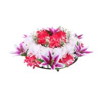 HAMPPLIES Guirlande Funéraire de Couronne de Fleurs Artificielles, Décoration de Tombe Résistante aux Intempéries pour Cérémonie de Deuil Couleur Aléatoire