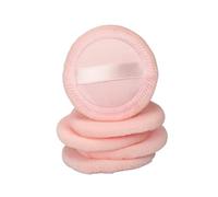 HAMPPLIES Houppettes à Poudre Coton Lot de 5, Taille Standard, Douces pour Peau Délicate, Applicateur Fond de Teint, Usage Visage Femmes et Jeunes Filles, Couleur Orange, Salon Maison