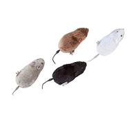 HAMPPLIES Jouets Souris en Peluche Réalistes à Remonter, 4 Pièces, Jouets Mécaniques Interactifs pour Chats, Coloris Aléatoire, Taille Moyenne, Accessoire De Divertissement pour Animaux De Compagnie