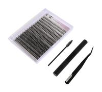 HAMPPLIES Kit Extension Cils Individuels Cluster Lash Kit DIY avec Retrait Doux Outils pour Maison Noir