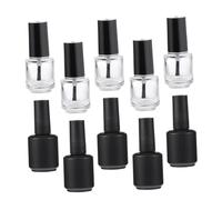 HAMPPLIES Lot De 10 Bouteilles De Vernis à Ongles Vides 15ml En Verre Transparent Et Noir Mats, Réutilisables, Accessoires Nail Art Pour Passionnées D’ongles, Rangement Professionnel Et Déco Manucure