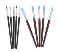 HAMPPLIES Lot de 10 Pinceaux en Bois pour Nail Art DIY Stylo à Sculpter en Silicone, pour Manucure et Peinture D'ongles, Couleur Noir et Bleu