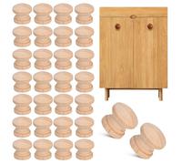HAMPPLIES Lot de 100 Boutons de Meuble en Bois Brut Forme Champignon, Poignées Rondes pour Tiroirs et Armoires, Petite Taille, Boutons Décoratifs Rustiques pour Commode Cuisine
