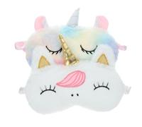 HAMPPLIES Lot De 2 Masques De Sommeil En Peluche Licorne 2 Pièces Corne Dorée Blanche Et Couleur Arc-en-ciel, Couverture Opaque Yeux, Confort Moelleux, Masque De Sommeil Pour Femmes, Voyage Et Nuit